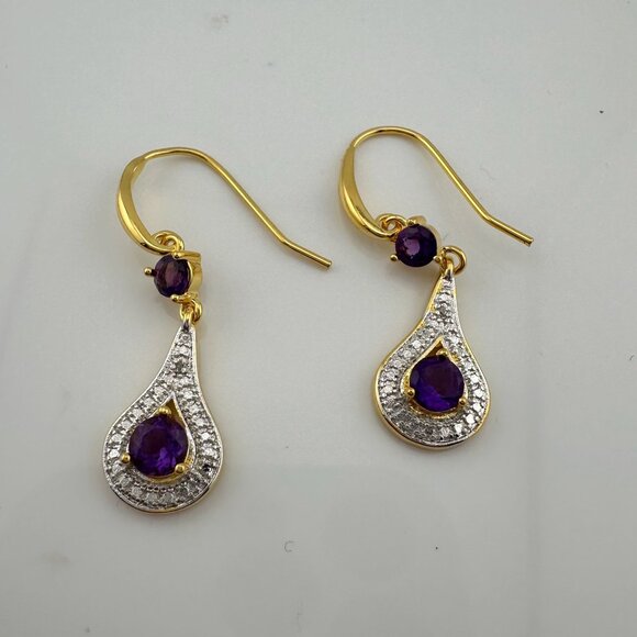 Pretty Teardrop Purple African Amethyst Earrings - Picture 6 of 16